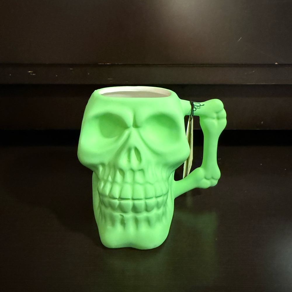 Neon Green SKULL Soft Touch HALLOWEEN Mug